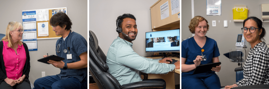 Client, Nurse, Call Centre Agent, Nurse, Client