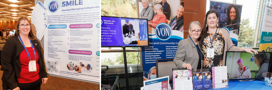 VON staff standing with VON poster and behind VON table at OCSA Conference