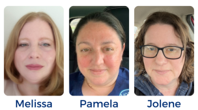 3 individual photos of Melissa, Pamela and Jolene