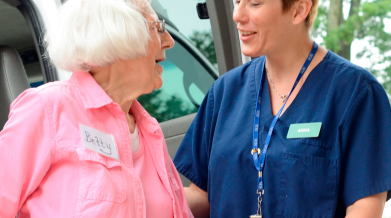 Two people looking at each other