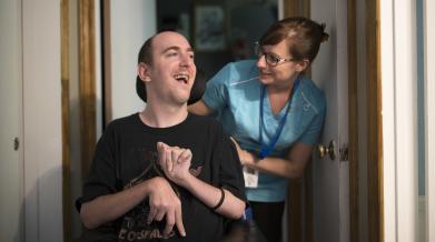 VON staff helping client 