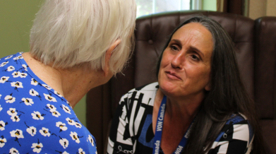 Crystal Titus, PSW, with a client
