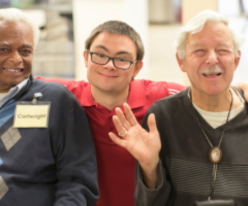 Three friends pictured together at a VON Adult Day Program